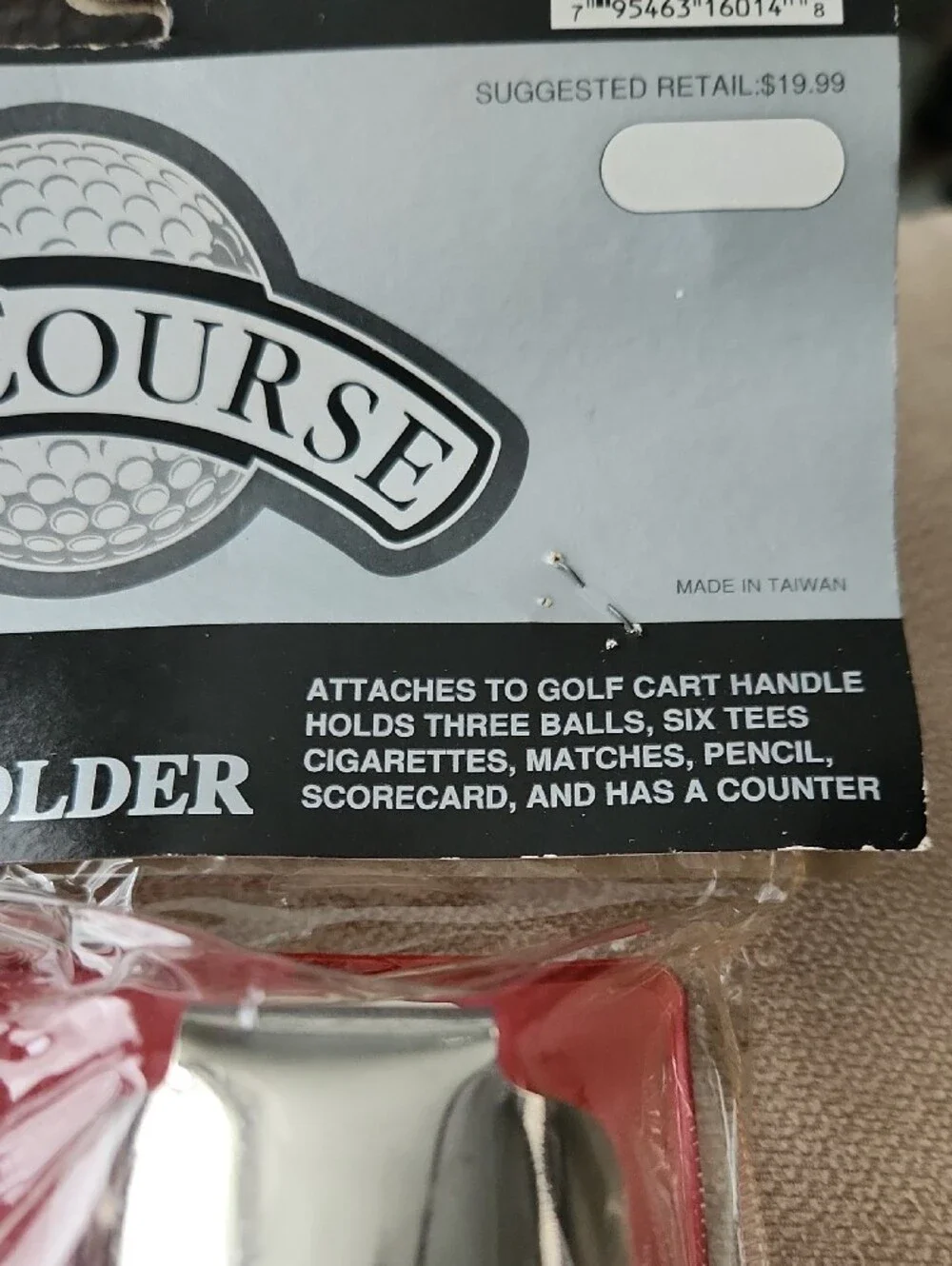 ON COURSE GOLF CART Red Score Card Holder with Silver Clip